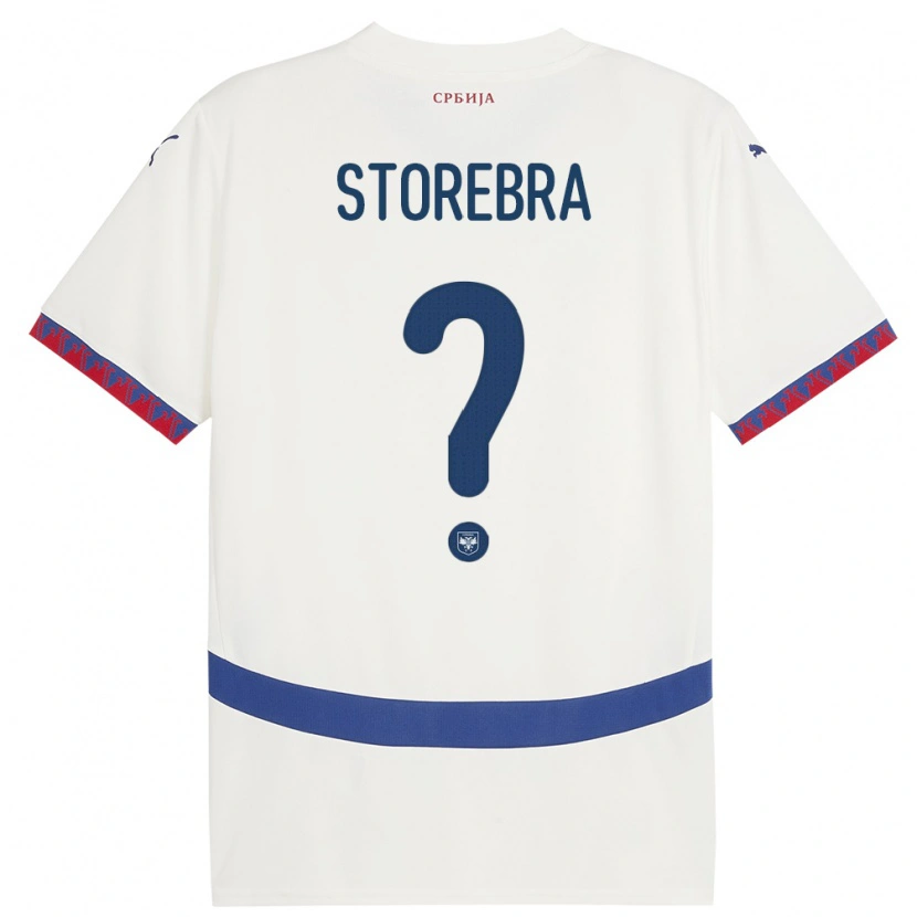 Danxen Bambino Maglia Serbia Sasa Storebra #0 Bianco Kit Gara Away 24-26 Maglietta