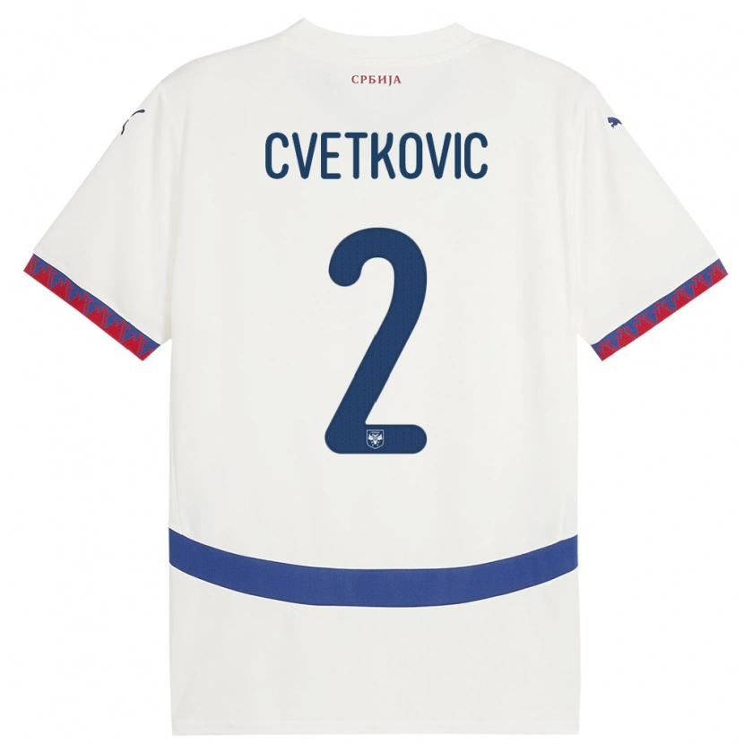 Danxen Bambino Maglia Serbia Djordje Cvetkovic #2 Bianco Kit Gara Away 24-26 Maglietta