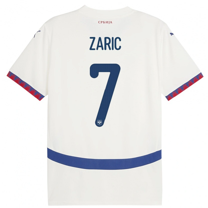 Danxen Bambino Maglia Serbia Luka Zaric #7 Bianco Kit Gara Away 24-26 Maglietta
