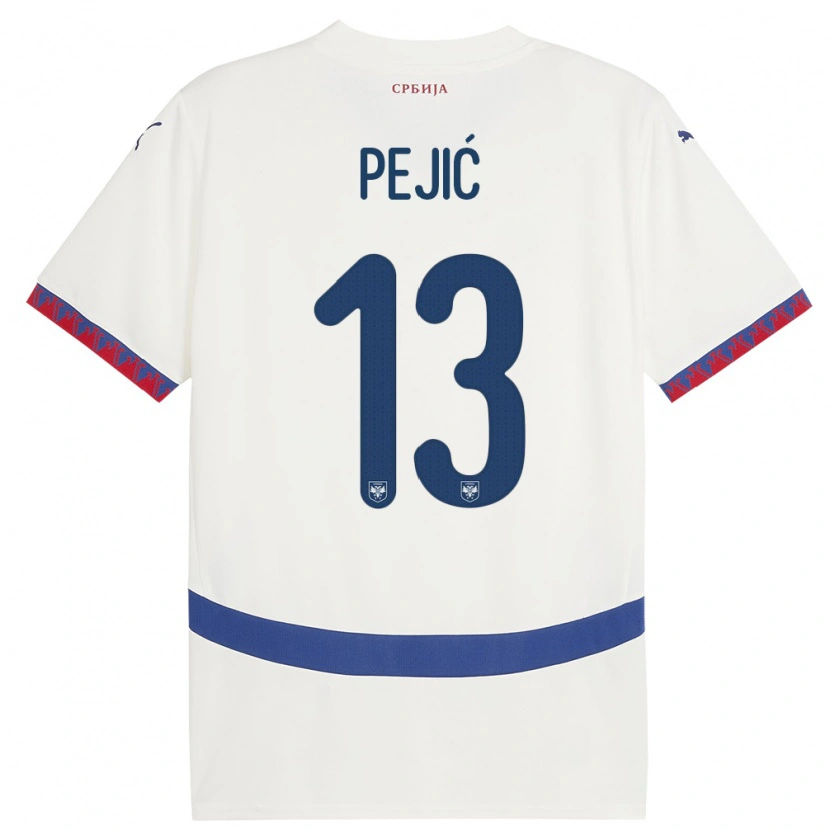 Danxen Bambino Maglia Serbia Danilo Pejić #13 Bianco Kit Gara Away 24-26 Maglietta