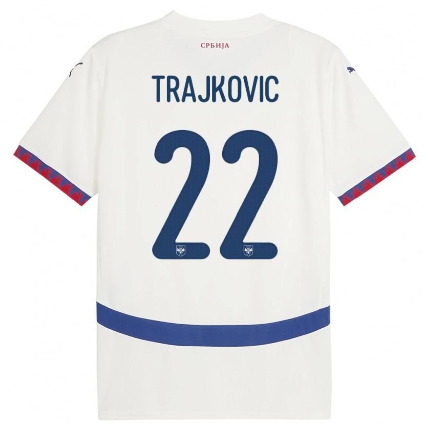 Danxen Bambino Maglia Serbia Aleksa Trajkovic #22 Bianco Kit Gara Away 24-26 Maglietta