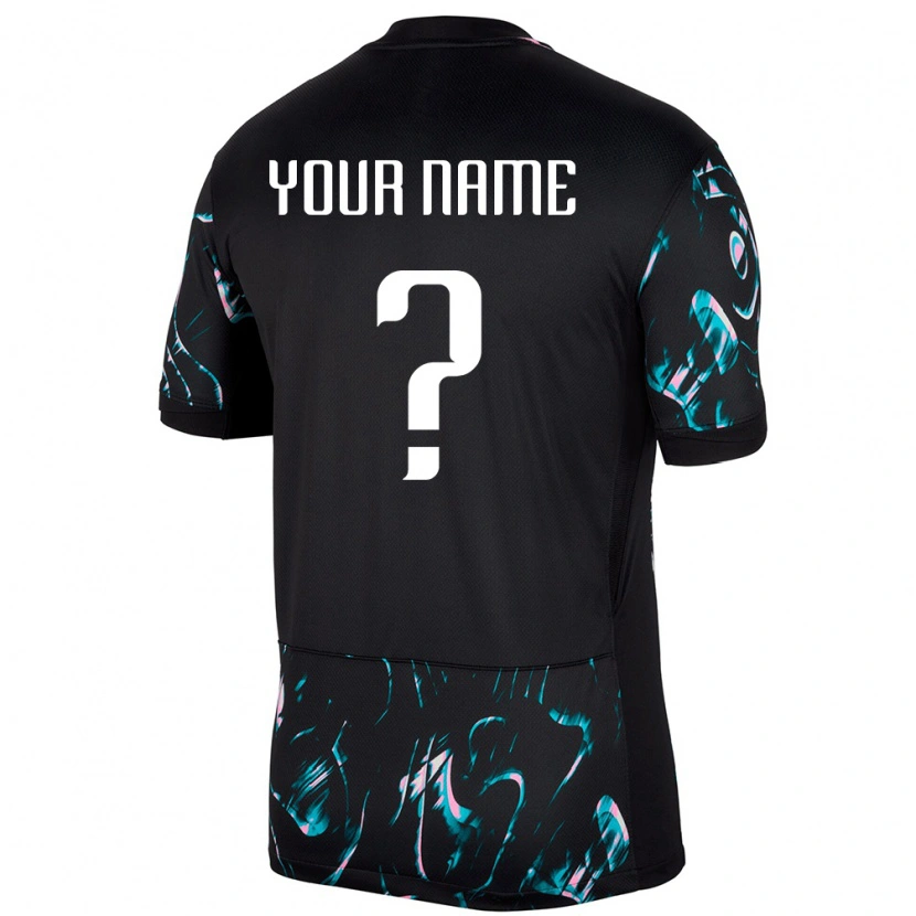 Danxen Bambino Maglia Corea Del Sud Il Tuo Nome #0 Nero Kit Gara Away 24-26 Maglietta