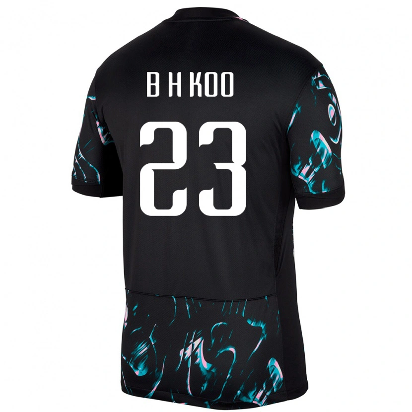 Danxen Bambino Maglia Corea Del Sud Hyeon-Bin Koo #23 Nero Kit Gara Away 24-26 Maglietta