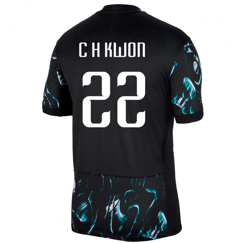 Danxen Bambino Maglia Corea Del Sud Chang-Hoon Kwon #22 Nero Kit Gara Away 24-26 Maglietta