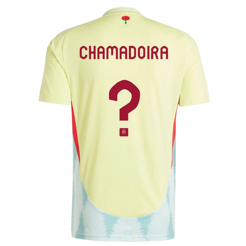 Danxen Bambino Maglia Spagna Hugo Chamadoira #0 Giallo Kit Gara Away 24-26 Maglietta