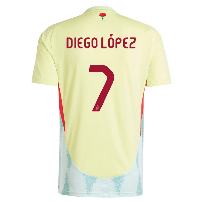 Danxen Bambino Maglia Spagna Diego López #7 Giallo Kit Gara Away 24-26 Maglietta