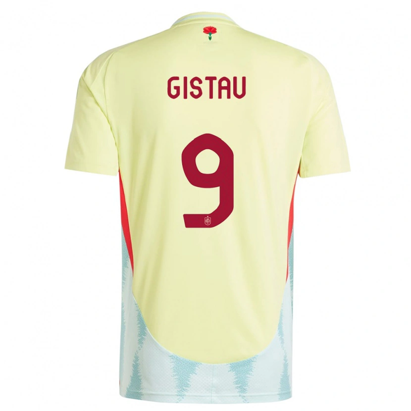 Danxen Bambino Maglia Spagna Òscar Gistau #9 Giallo Kit Gara Away 24-26 Maglietta