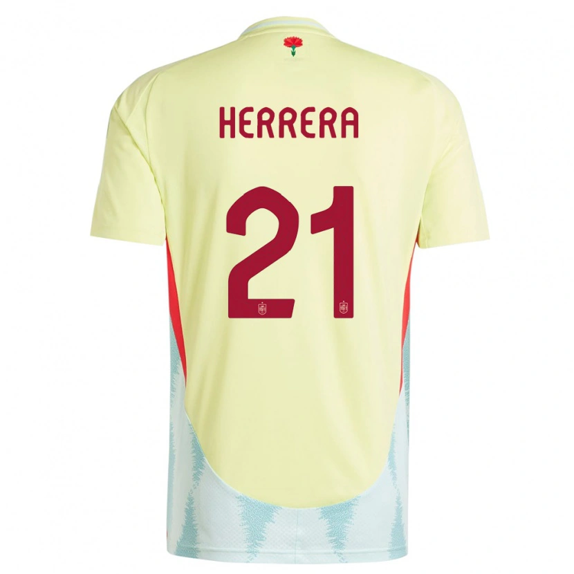 Danxen Bambino Maglia Spagna Iker Herrera #21 Giallo Kit Gara Away 24-26 Maglietta