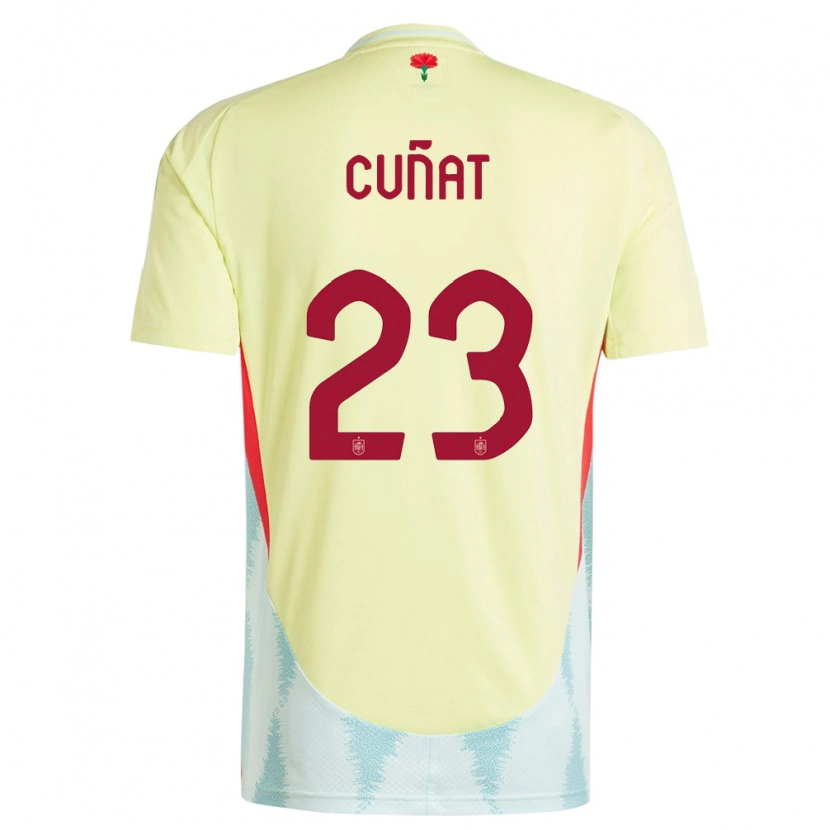 Danxen Bambino Maglia Spagna Pablo Cuñat #23 Giallo Kit Gara Away 24-26 Maglietta