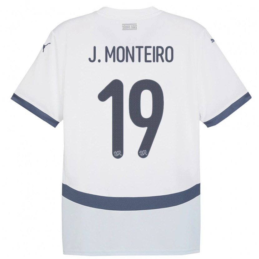 Danxen Bambino Maglia Svizzera Joël Monteiro #19 Bianco Kit Gara Away 24-26 Maglietta