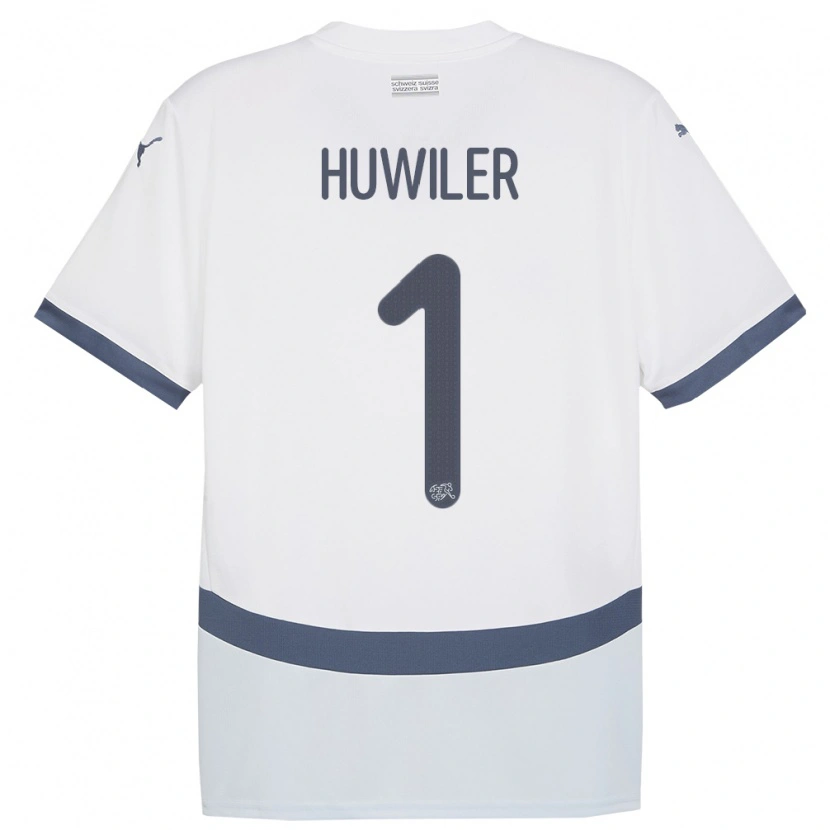 Danxen Bambino Maglia Svizzera Lionel Huwiler #1 Bianco Kit Gara Away 24-26 Maglietta