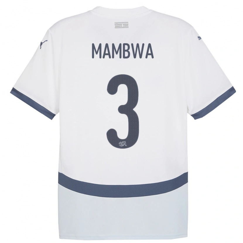 Danxen Bambino Maglia Svizzera Olivier Mambwa #3 Bianco Kit Gara Away 24-26 Maglietta