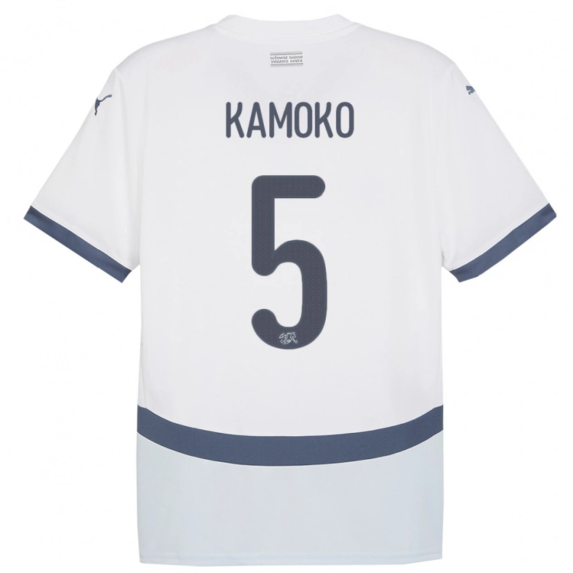 Danxen Bambino Maglia Svizzera Elohim Kamoko #5 Bianco Kit Gara Away 24-26 Maglietta