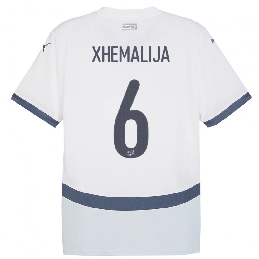 Danxen Bambino Maglia Svizzera Demir Xhemalija #6 Bianco Kit Gara Away 24-26 Maglietta
