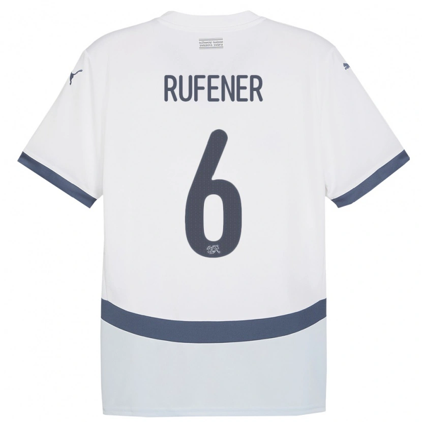 Danxen Bambino Maglia Svizzera Elio Rufener #6 Bianco Kit Gara Away 24-26 Maglietta