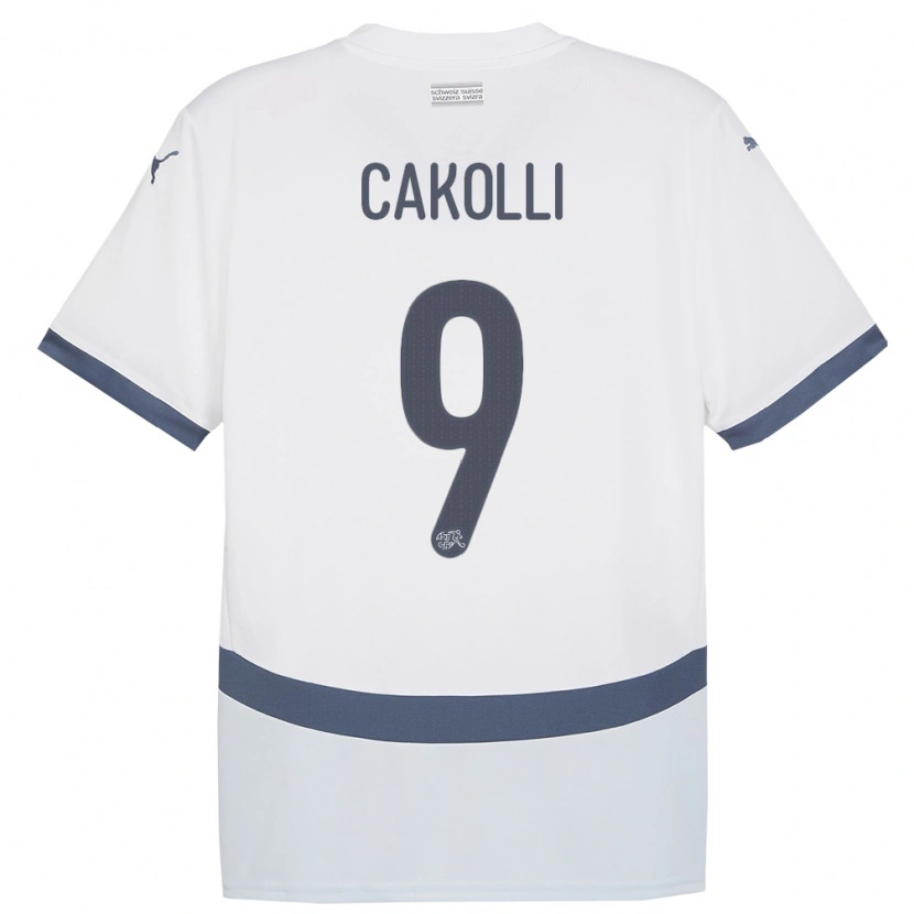 Danxen Bambino Maglia Svizzera Dion Cakolli #9 Bianco Kit Gara Away 24-26 Maglietta