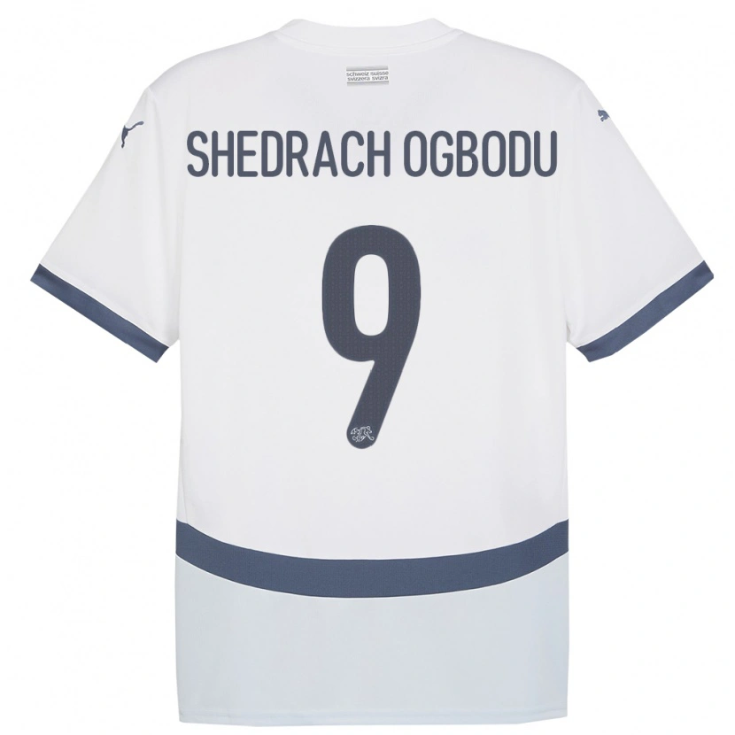 Danxen Bambino Maglia Svizzera Nathaniel Shedrach Ogbodu #9 Bianco Kit Gara Away 24-26 Maglietta