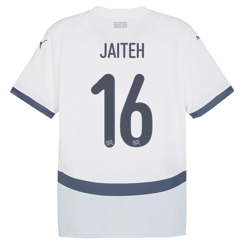 Danxen Bambino Maglia Svizzera Momodou Jaiteh #16 Bianco Kit Gara Away 24-26 Maglietta