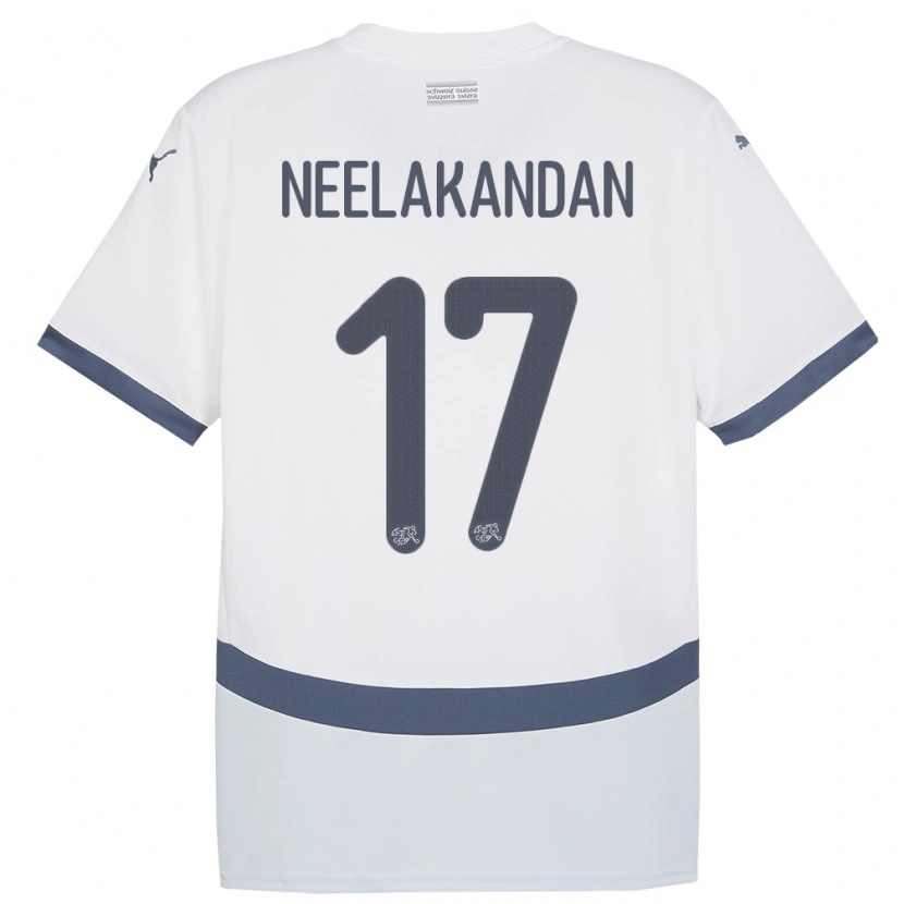 Danxen Bambino Maglia Svizzera Ranjan Neelakandan #17 Bianco Kit Gara Away 24-26 Maglietta