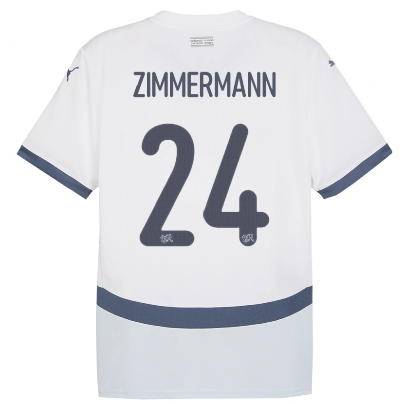 Danxen Bambino Maglia Svizzera Mio Zimmermann #24 Bianco Kit Gara Away 24-26 Maglietta