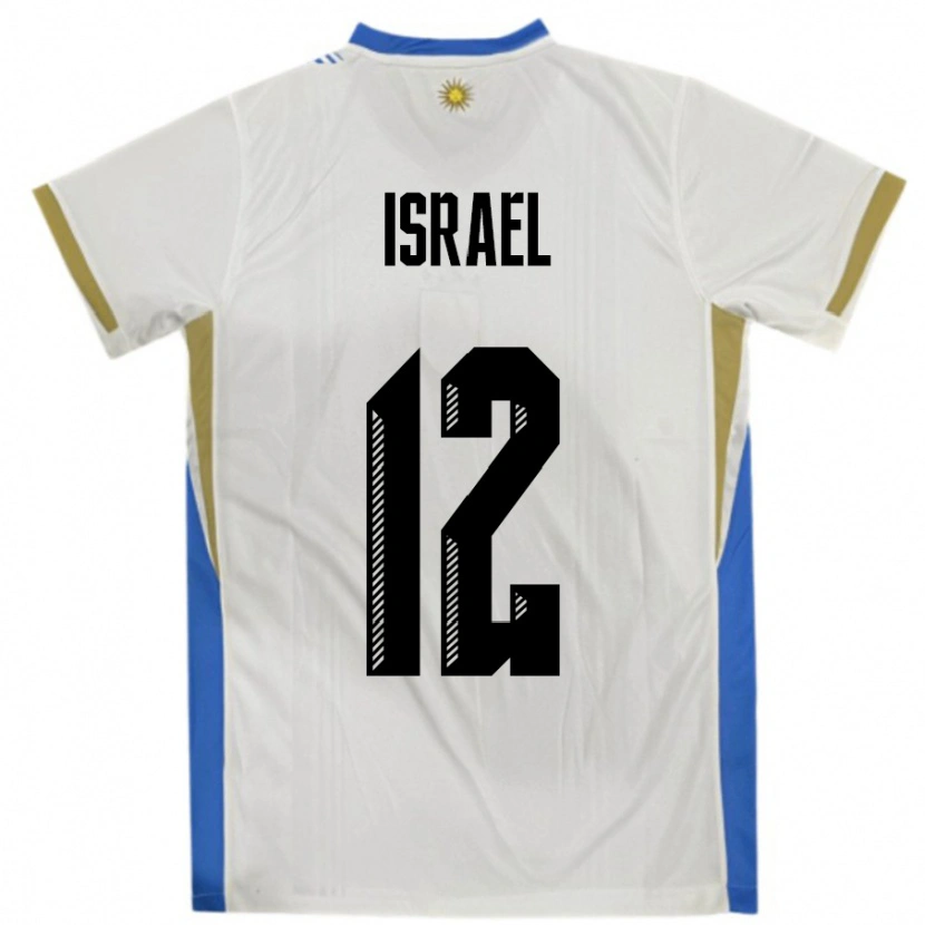 Danxen Bambino Maglia Uruguay Franco Israel #12 Bianco Blu Kit Gara Away 24-26 Maglietta