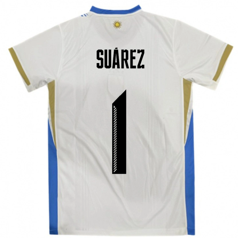 Danxen Bambino Maglia Uruguay Ignacio Suárez #1 Bianco Blu Kit Gara Away 24-26 Maglietta
