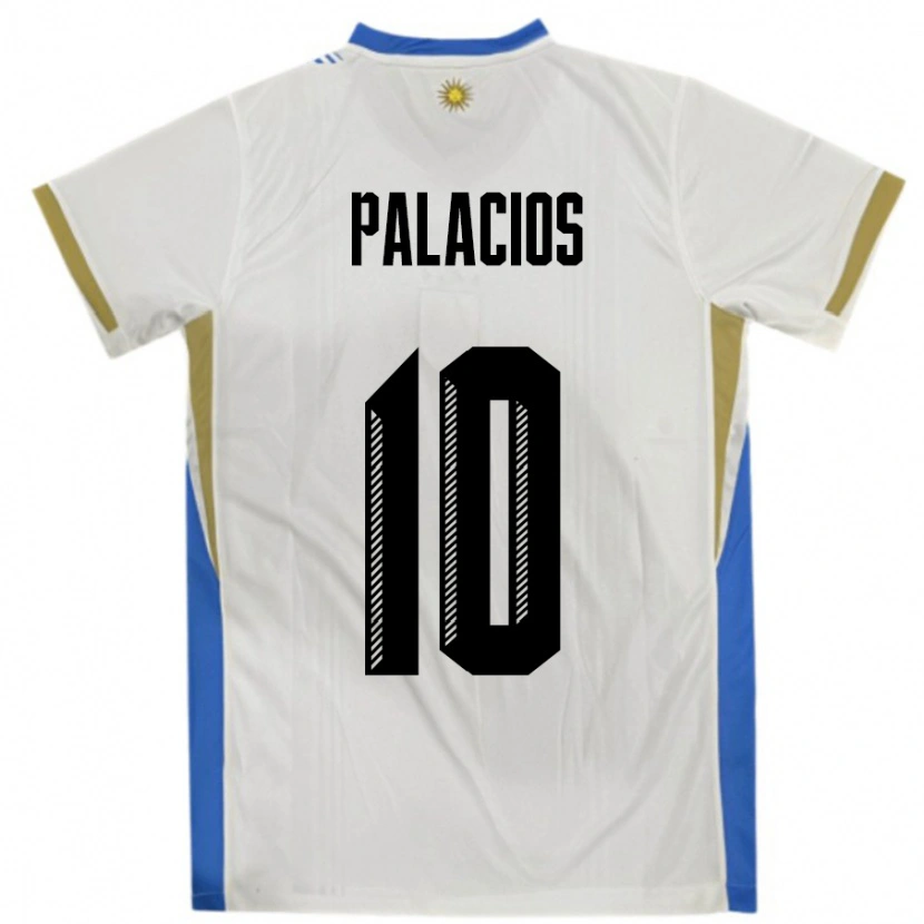 Danxen Bambino Maglia Uruguay Tiago Palacios #10 Bianco Blu Kit Gara Away 24-26 Maglietta