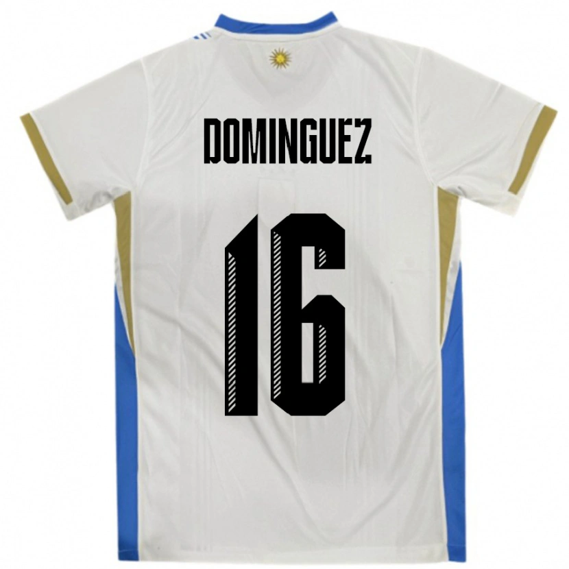 Danxen Bambino Maglia Uruguay Facundo Dominguez #16 Bianco Blu Kit Gara Away 24-26 Maglietta