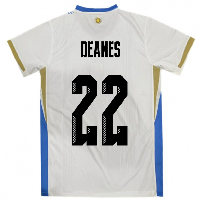 Danxen Bambino Maglia Uruguay Tiago Deanes #22 Bianco Blu Kit Gara Away 24-26 Maglietta