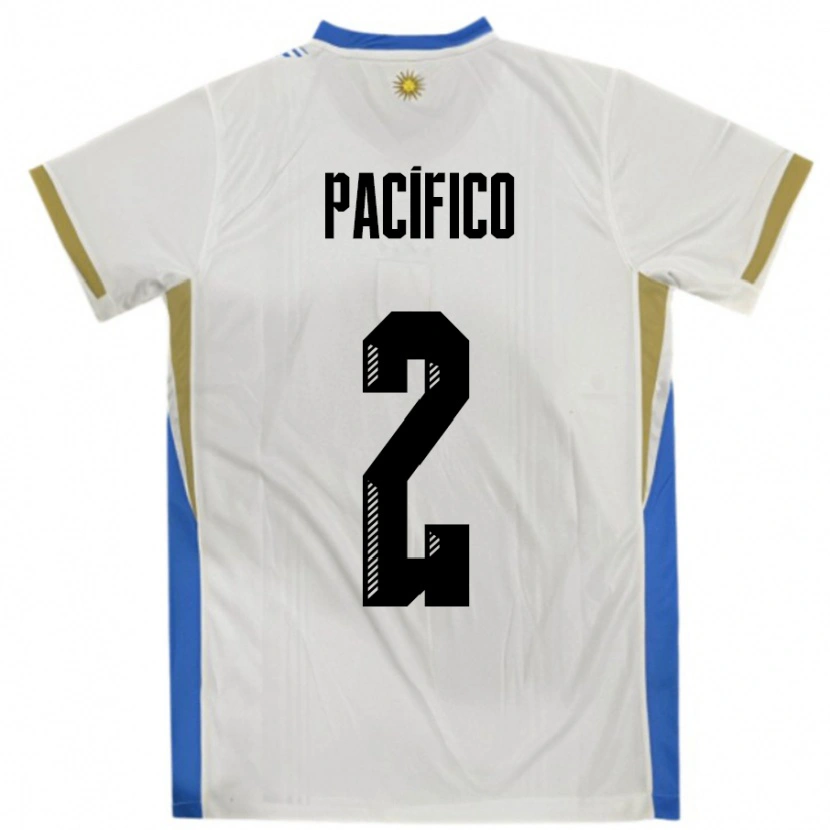 Danxen Bambino Maglia Uruguay Patricio Pacifico #2 Bianco Blu Kit Gara Away 24-26 Maglietta