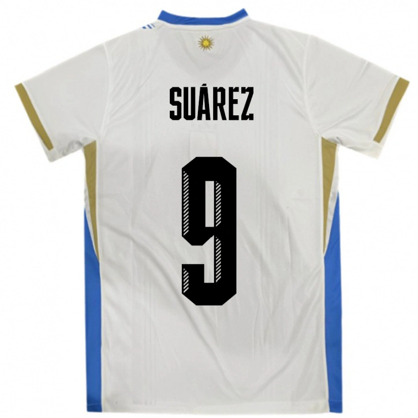 Danxen Bambino Maglia Uruguay Luis Suarez #9 Bianco Blu Kit Gara Away 24-26 Maglietta