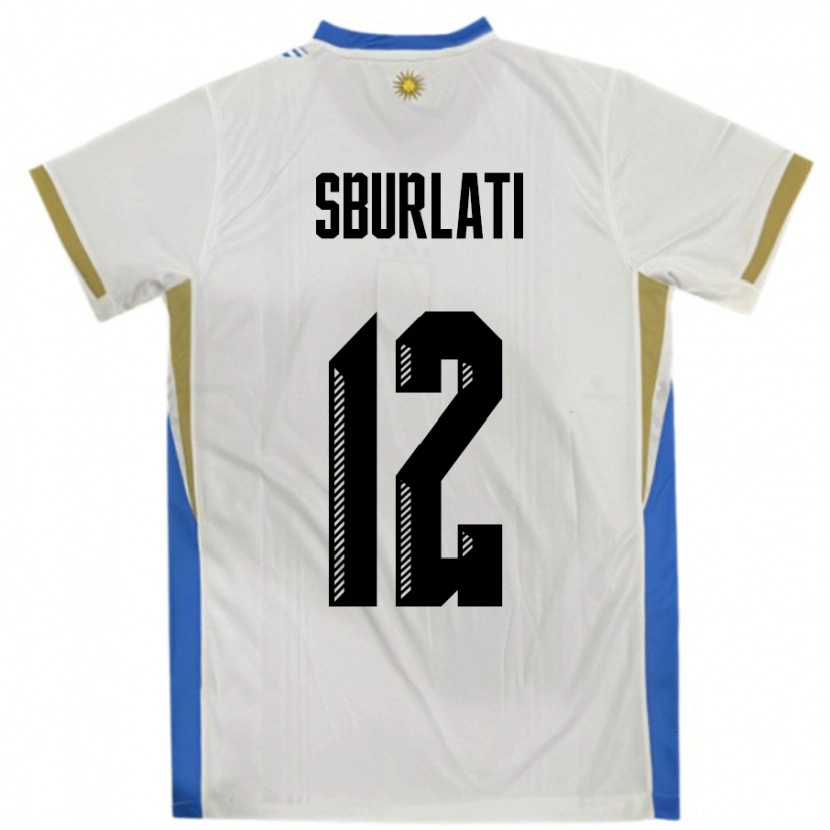 Danxen Bambino Maglia Uruguay Vanina Sburlati #12 Bianco Blu Kit Gara Away 24-26 Maglietta