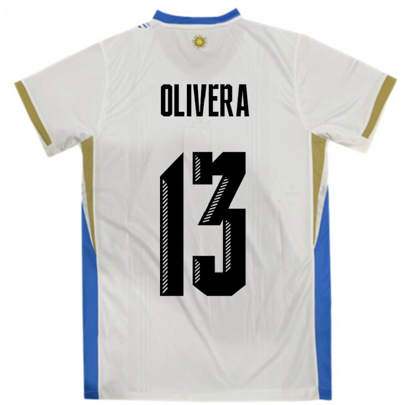 Danxen Bambino Maglia Uruguay Sofia Olivera #13 Bianco Blu Kit Gara Away 24-26 Maglietta