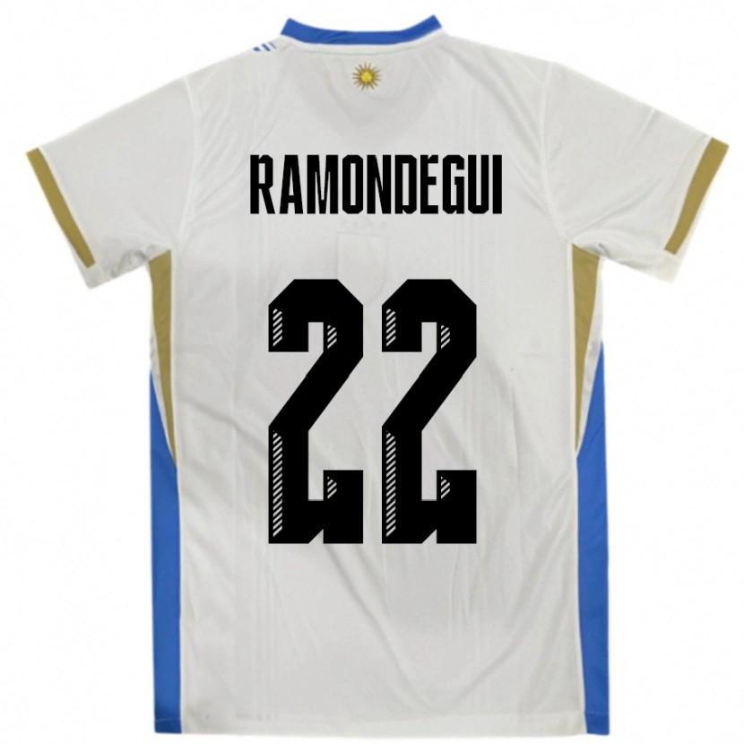 Danxen Bambino Maglia Uruguay Sofia Ramondegui #22 Bianco Blu Kit Gara Away 24-26 Maglietta