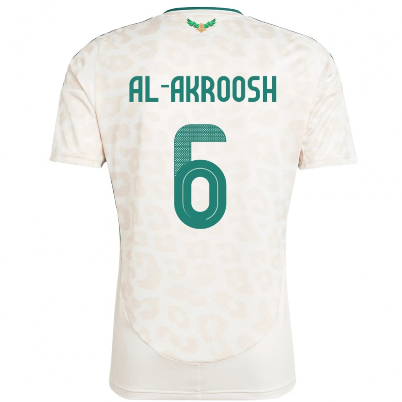 Danxen Bambino Maglia Arabia Saudita Hassan Al-Akroosh #6 Bianco Kit Gara Away 24-26 Maglietta