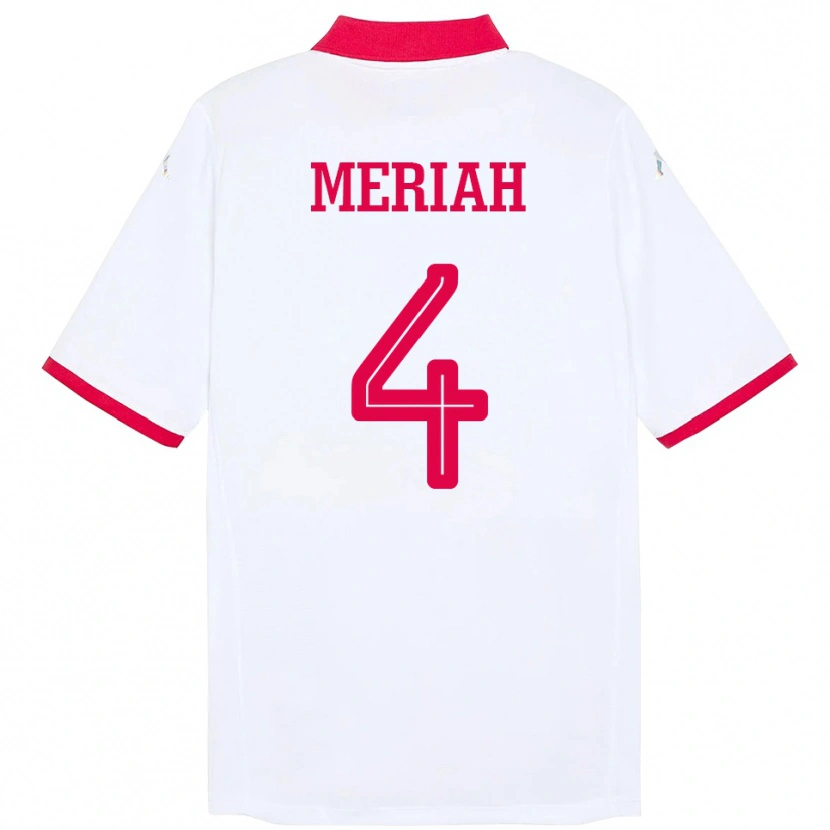 Danxen Bambino Maglia Tunisia Yassine Meriah #4 Bianco Kit Gara Away 24-26 Maglietta