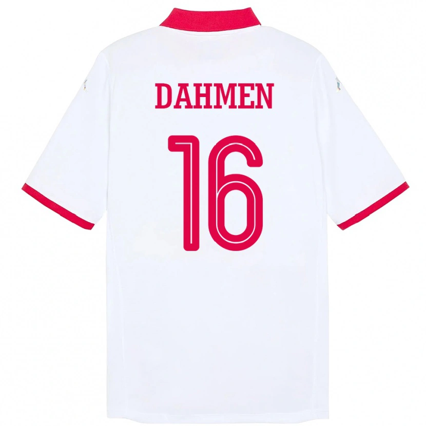 Danxen Bambino Maglia Tunisia Aymen Dahmen #16 Bianco Kit Gara Away 24-26 Maglietta