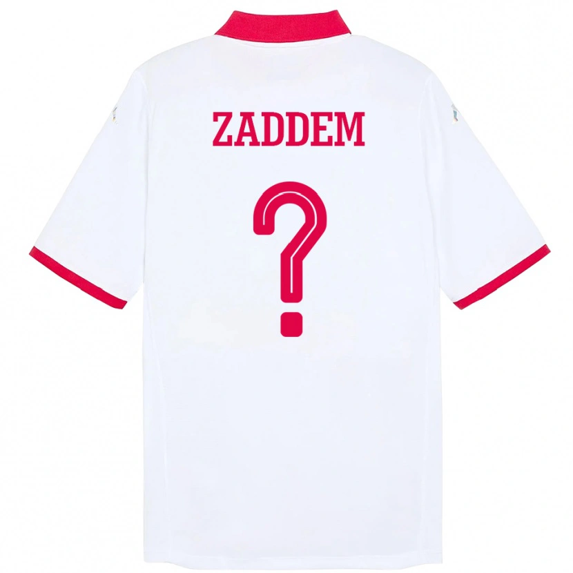 Danxen Bambino Maglia Tunisia Mootez Zaddem #0 Bianco Kit Gara Away 24-26 Maglietta