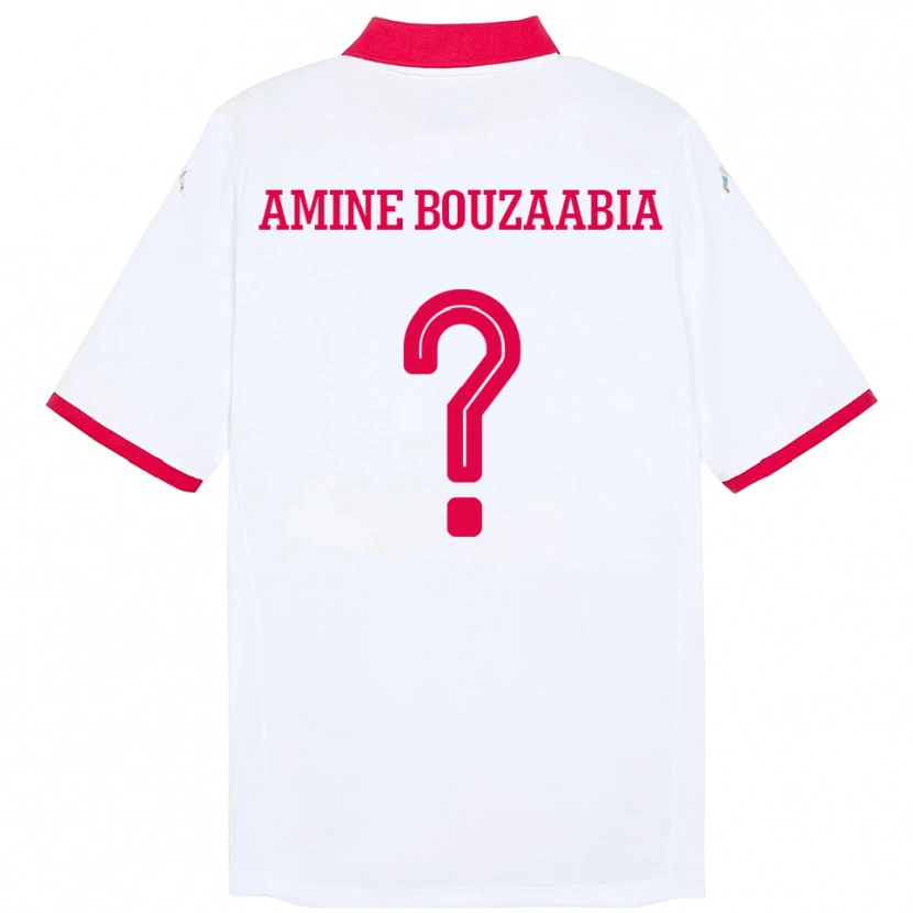 Danxen Bambino Maglia Tunisia Mohamed Amine Bouzaabia #0 Bianco Kit Gara Away 24-26 Maglietta