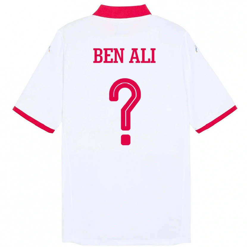 Danxen Bambino Maglia Tunisia Omar Ben Ali #0 Bianco Kit Gara Away 24-26 Maglietta