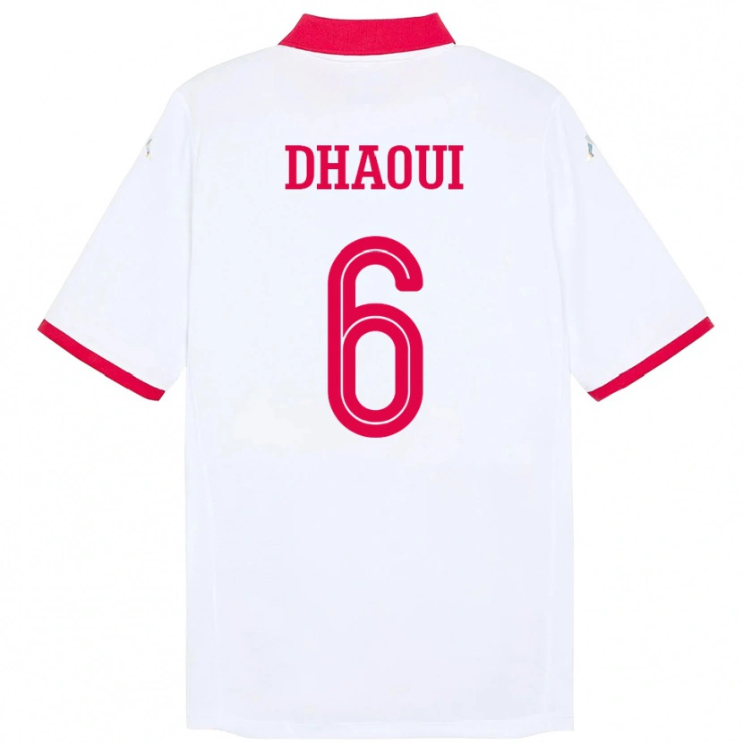 Danxen Bambino Maglia Tunisia Elyes Dhaoui #6 Bianco Kit Gara Away 24-26 Maglietta