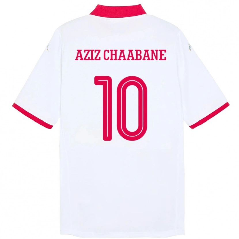 Danxen Bambino Maglia Tunisia Mohamed Aziz Chaabane #10 Bianco Kit Gara Away 24-26 Maglietta