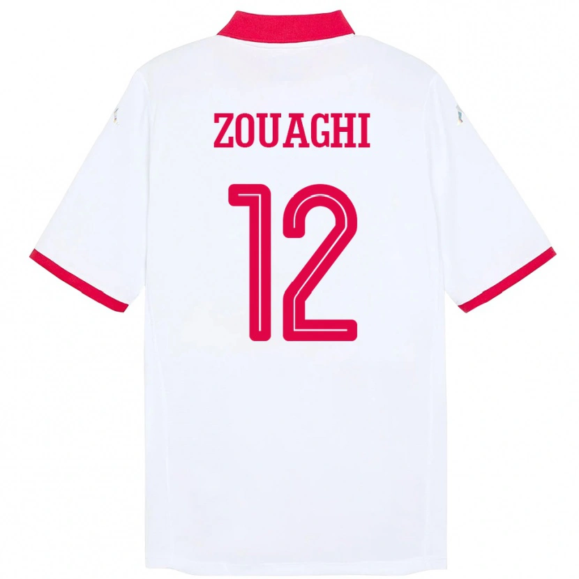 Danxen Bambino Maglia Tunisia Thomas Zouaghi #12 Bianco Kit Gara Away 24-26 Maglietta