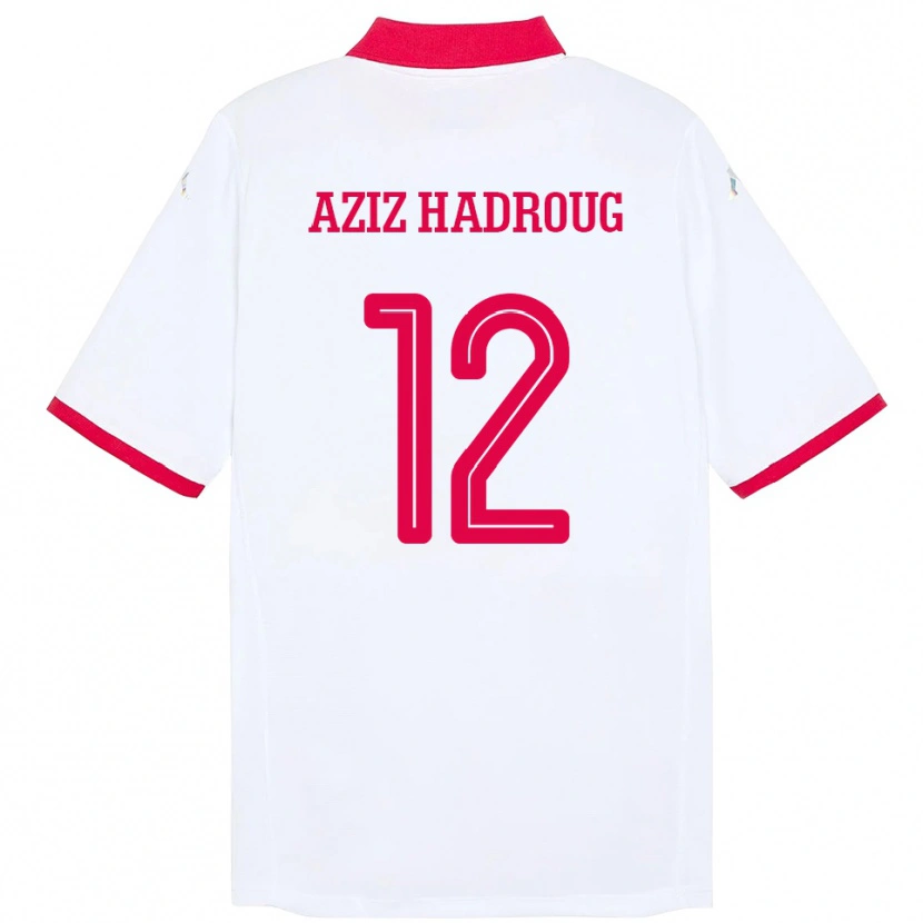 Danxen Bambino Maglia Tunisia Mohamed Aziz Hadroug #12 Bianco Kit Gara Away 24-26 Maglietta