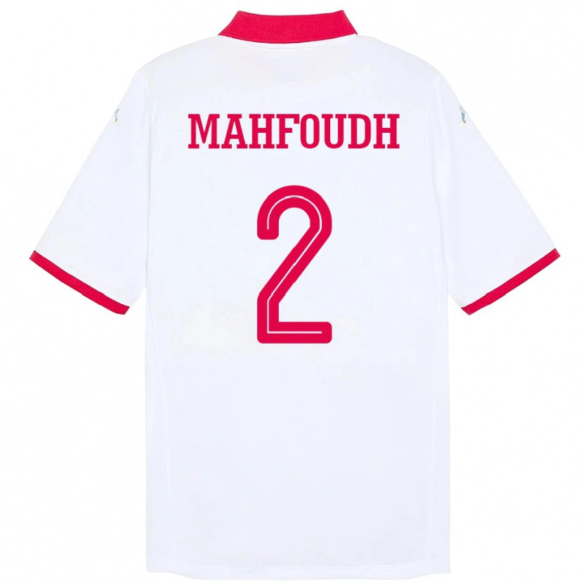 Danxen Bambino Maglia Tunisia Dhikra Mahfoudh #2 Bianco Kit Gara Away 24-26 Maglietta