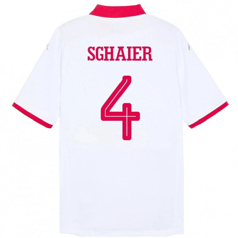 Danxen Bambino Maglia Tunisia Makrem Sghaier #4 Bianco Kit Gara Away 24-26 Maglietta