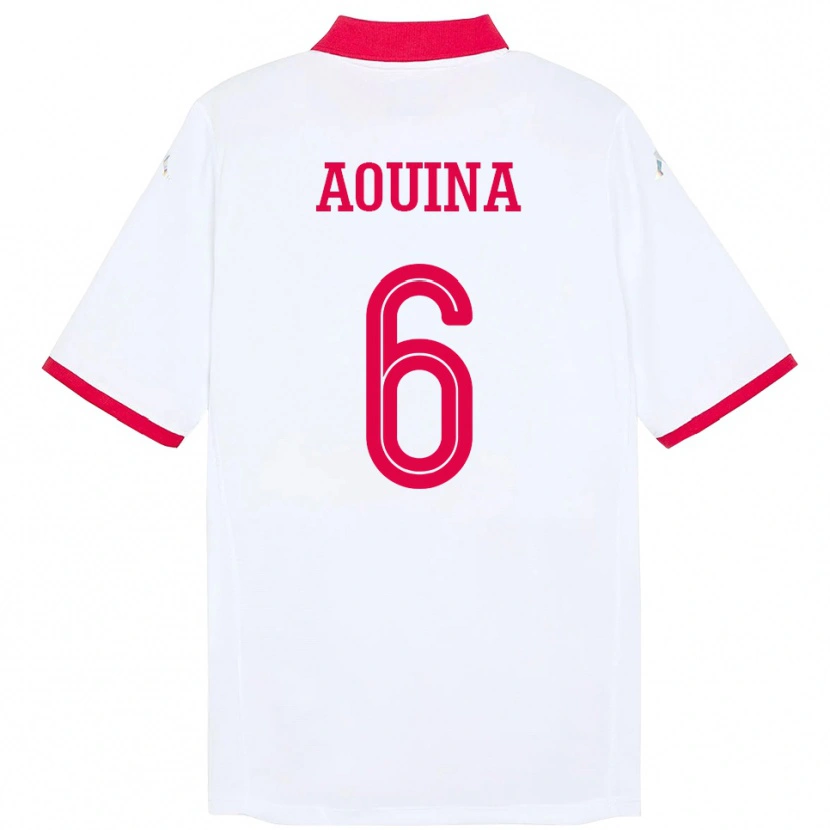 Danxen Bambino Maglia Tunisia Rania Aouina #6 Bianco Kit Gara Away 24-26 Maglietta