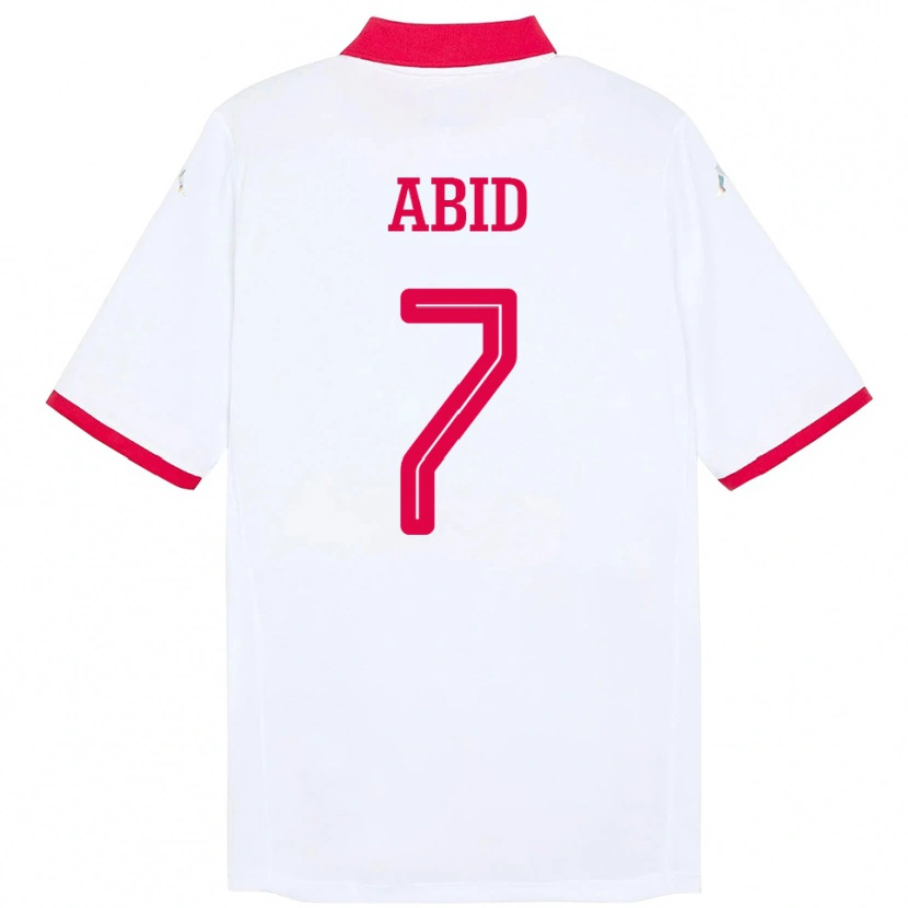 Danxen Bambino Maglia Tunisia Aziz Abid #7 Bianco Kit Gara Away 24-26 Maglietta