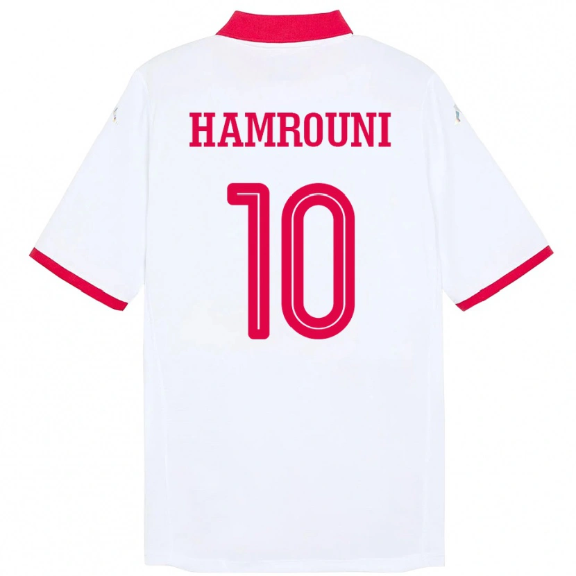 Danxen Bambino Maglia Tunisia Rayen Hamrouni #10 Bianco Kit Gara Away 24-26 Maglietta