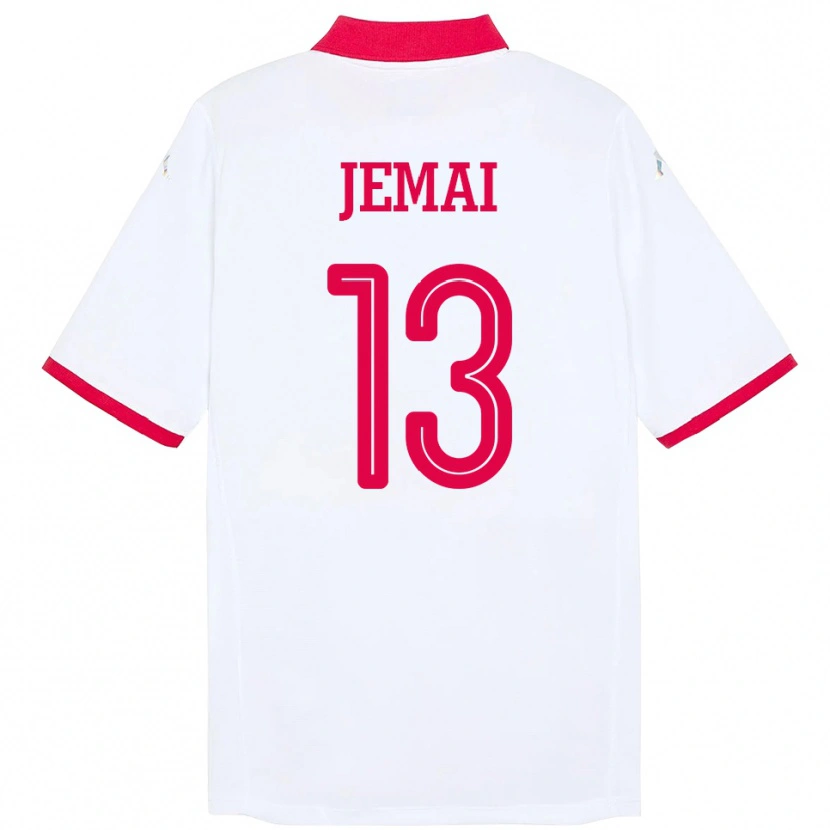 Danxen Bambino Maglia Tunisia Yasmine Jemai #13 Bianco Kit Gara Away 24-26 Maglietta